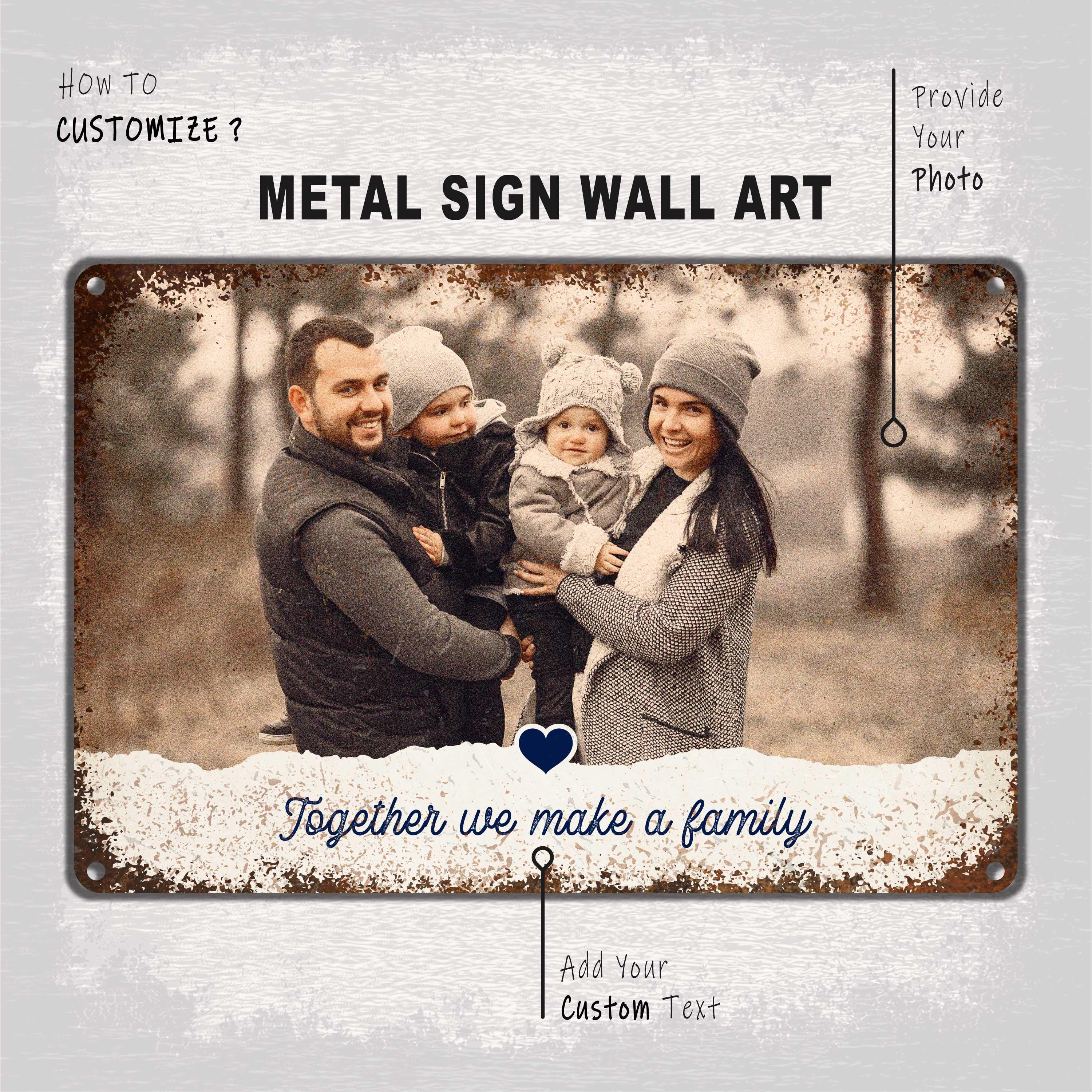 Personalized Family Photo Aluminum Sign, Custom Metal Wall Art Plaque ...