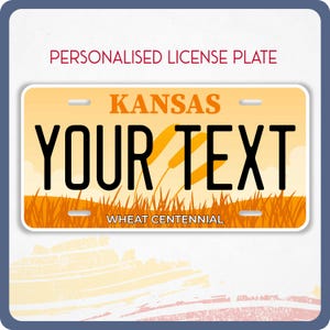 Personalized KANSAS License Plate for Cars, Trucks, Motorcycles, and Bicycles, Personalized Tags, KANSAS, The Wheat State Vinyl Car Sticker