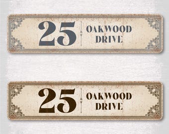 Vintage House Number Sign – Ornate Custom Metal Address Plaque for Door or Classic Home