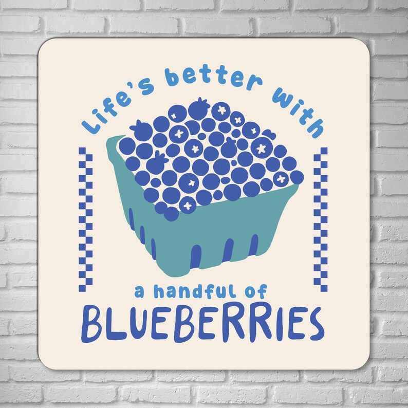 Blueberries Aluminum Sign – Funny Farmhouse Fruit Wall Art for Kitchen ...