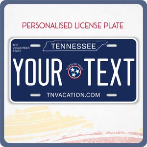 TENNESSEE License Custom Plate for Car, Truck, Motorcycle and Bicycle, Personalized Tag, TENNESSEE, Volunteer State, 12x6, 6x3 Vinyl Sticker