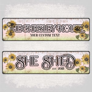 Letrero metálico personalizado para She Shed, letrero de aluminio personalizado, letrero con nombre, regalo para ella, decoración para She Shed, decoración del hogar, letreros para She Shed, ideas para She Shed