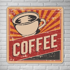 Rustic Café Decor Sign, Coffee Bar Sign, Retro Kitchen Wall Art, Espresso Lover Home Accent Sign, Vintage Coffee Aluminum Sign, Barista Gift