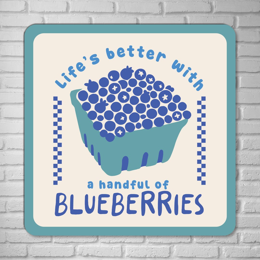 Rust Blueberry Sign Blueberries Aluminum Sign – Funny Farmhouse Fruit Wall Art for Kitchen ...