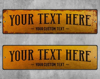 Personalized Rustic Metal Sign, Custom Aluminum Wall Plaque with Your Text for Home Decor