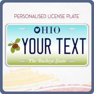 Plaque d'immatriculation personnalisée OHIO pour voitures, camions, motos et vélos, étiquettes personnalisées, OHIO, The Buckeye State, autocollant en vinyle 12 x 6, 6 x 3