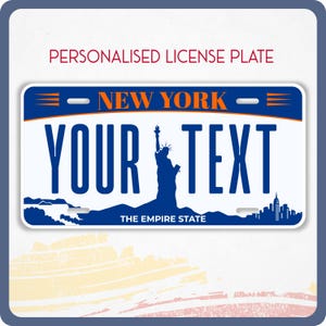 Personalized New York License Plate for Cars, Trucks, Motorcycles, and Bicycles, Personalized Tags, New York, The Empire State Vinyl Sticker