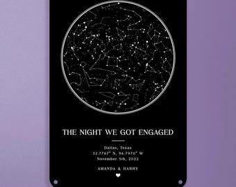 Letrero de boda con mapa estelar, regalo personalizado de aluminio con cielo nocturno, arte mural personalizado con la fecha de la pareja