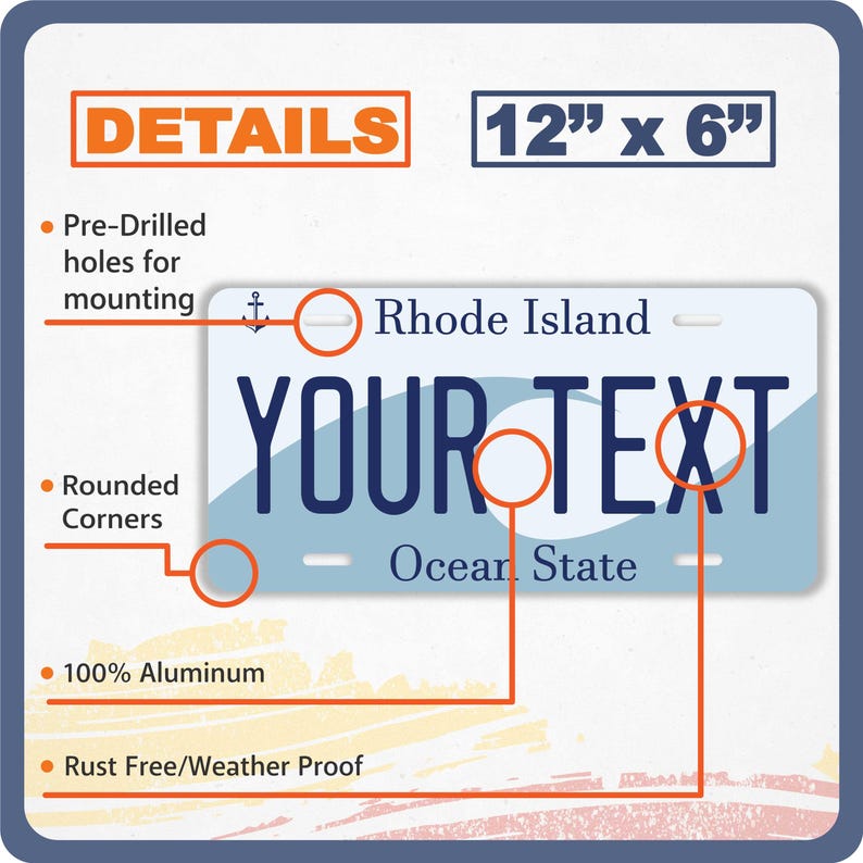 RHODE Island Custom License Plate for Cars, Motorcycles and Bicycles ...