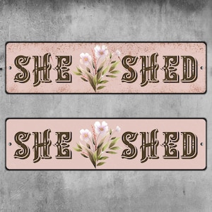 Letrero metálico personalizado para &quot;She Shed&quot;, letrero floral retro personalizado, letrero con nombre, regalo para ella, decoración para She Shed, letreros decorativos para el hogar, ideas para She Shed