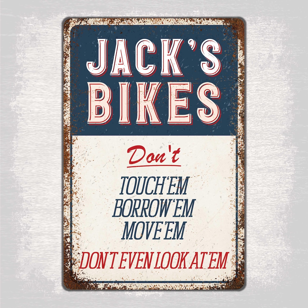 Personalized Bike Shed Rules Sign, Funny Vintage Metal Wall Plaque for ...