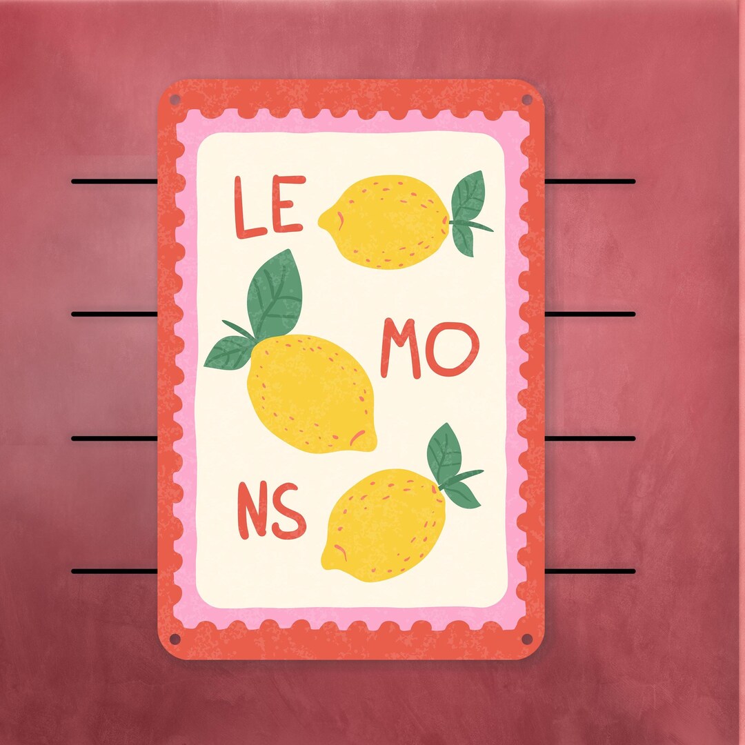 Retro Lemons Aluminum Sign – Citrus Metal Wall Art for Kitchen or ...