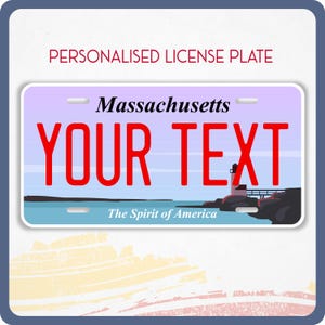 Plaque d'immatriculation personnalisée du MASSACHUSETTS pour voitures, motos et vélos Étiquette personnalisée, plaque d'immatriculation du MASSACHUSETTS, autocollants en vinyle