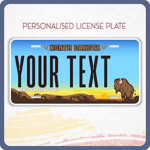 Personalized North DAKOTA License Plate for Cars, Motorcycles, and Cycles, Personalized Tags, North DAKOTA, Peace Garden State Vinyl Sticker