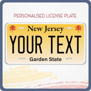 New JERSEY Custom License Plate for Cars, Truck, Motorcycle and Bicycle, Personalized Tag, New JERSEY, Garden State, 12x6, 6x3 Vinyl Sticker