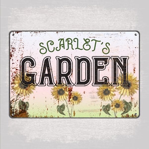 Personalized Garden Metal Sign, Custom Retro Sunflower Wall Plaque for Outdoor Yard Decor