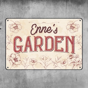 Personalized Garden Aluminum Sign, Custom Floral Metal Wall Plaque for Outdoor Yard Decor