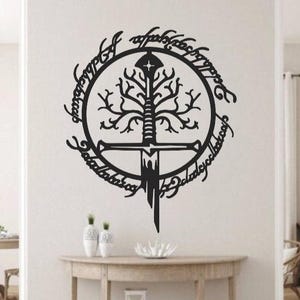 Der Herr der Ringe Schwert Digitaler Vektor Download Laser Cnc Cut svg dxf pdf Dateien Wandaufkleber Gravur Aufkleber Silhouette Vorlage Fräser
