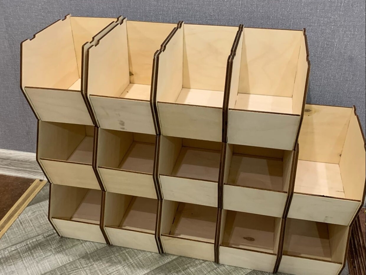 Laser Cut Stackable Storage Bins Boxes Cnc Machine Digital Vector ...
