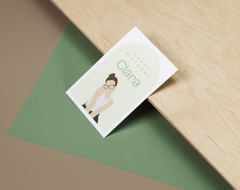 Personalized minimalist illustrated cards, drawn portraits, custom gift, printing not included