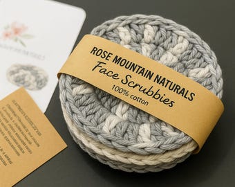 Exfoliantes faciales Rose Whirl – Patrón de crochet en PDF