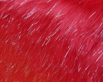 RED RIOT SPARKLE - Faux Fur - Free Post  - Various Sizes Available