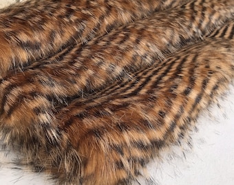 PHEASANT FEATHER - Long Striped Feather Effect - Faux (FAKE) Fur - Free Post  - Various Sizes Available