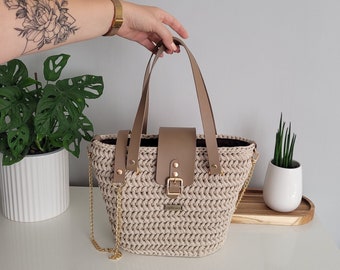 Luxury shoulder bag with chain, tote bag, shopper bag, bag for women, shopping bag, purse with handles, gift for her, leather handbag