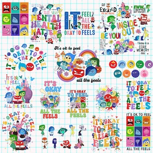 Bundle 15+ Inside Out It's Okay To Feel All The Feels Png, Emotions Mental Health Png, Cartoon Emotions Friends, Therapist Psychologist Png