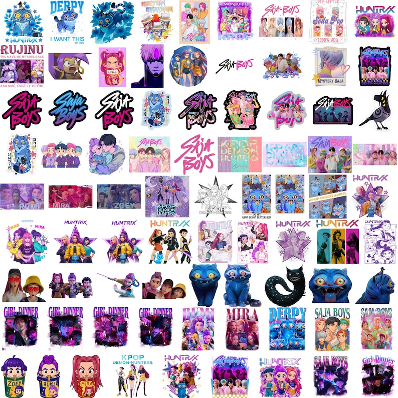Puede incluir: Una colecci&oacute;n de pegatinas coloridas con varios dise&ntilde;os, incluyendo personajes de estilo anime, texto e ilustraciones. Las pegatinas muestran una gama de temas, desde la cultura pop hasta la fantas&iacute;a, con colores vibrantes y obras de arte detalladas.