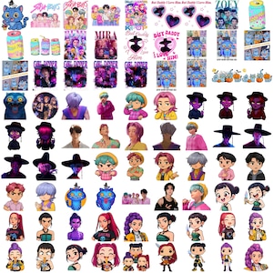 Puede incluir: Una colecci&oacute;n de pegatinas coloridas con personajes de dibujos animados, texto e ilustraciones. Las pegatinas incluyen im&aacute;genes de personas, gatos, latas de refrescos y texto como "Girl Dinner" y "But Daddy I Love Him."