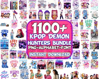 1000+ Kpop Demon Hunter png SVG, Huntrix-fans png-ontwerp, Saja Boys-meisjesbands, Kpop-groepsshirtontwerp, meisjesdiner png, digitale download