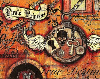 Pirate Princess printed Postcard by Juliana Coles