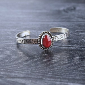 Handcrafted Sterling Silver Red Coral Bracelet
