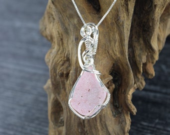 Sterling Silver Wire Wrapped Rose Quartz Druzy Pendant