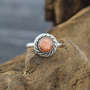 Handcrafted Sterling Silver Sunstone Ring - Size 7
