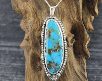 Sterling Silver Kingman Turquoise Pendant or Necklace