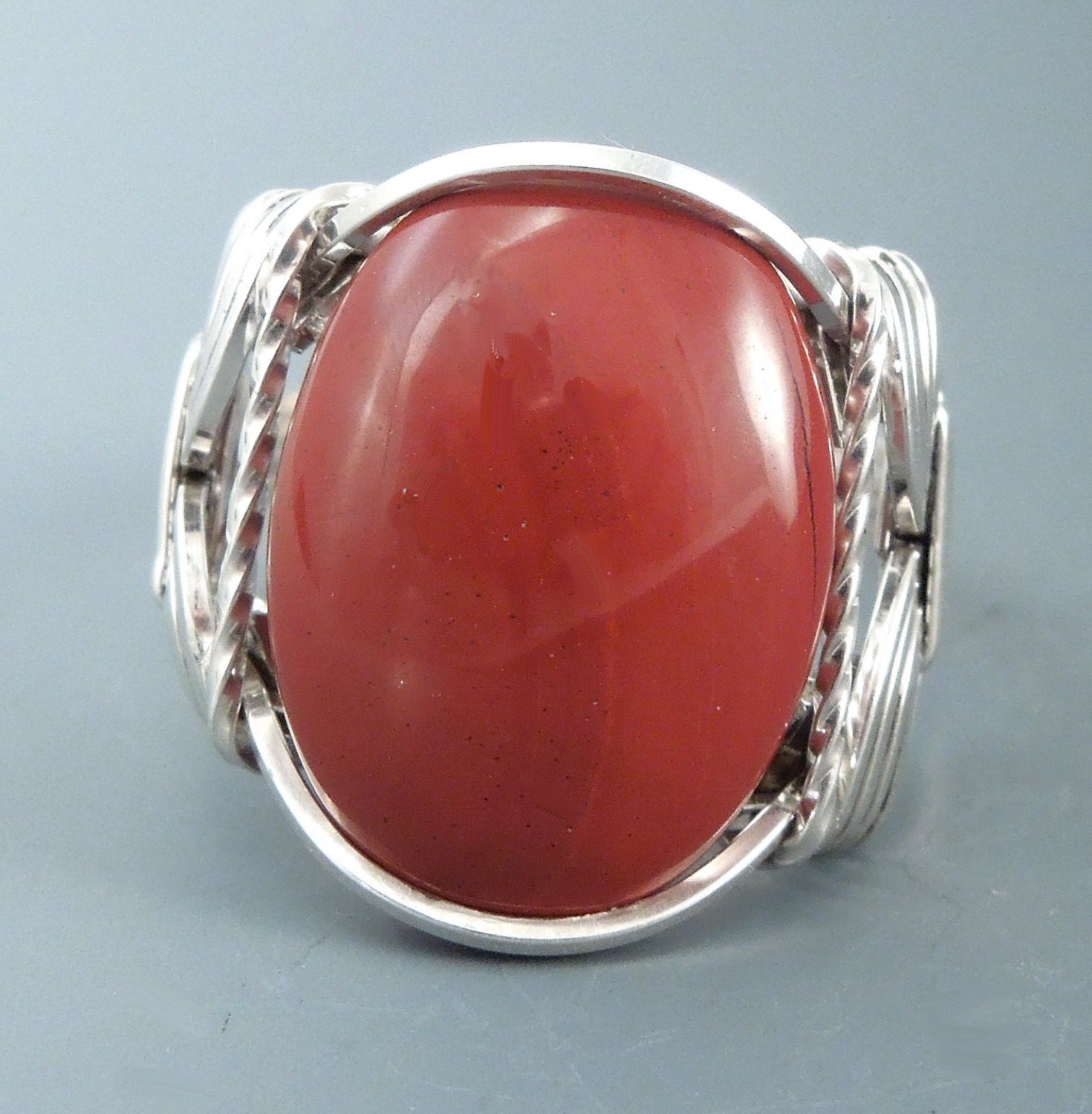 Red jasper sterling ring