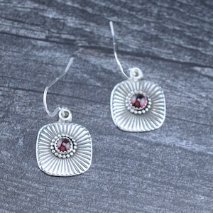 Handcrafted Sterling Silver Garnet Earrings