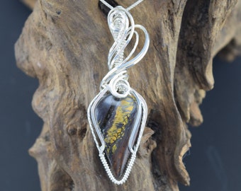 Handcrafted Sterling Silver Tiger Iron Pendant or Necklace