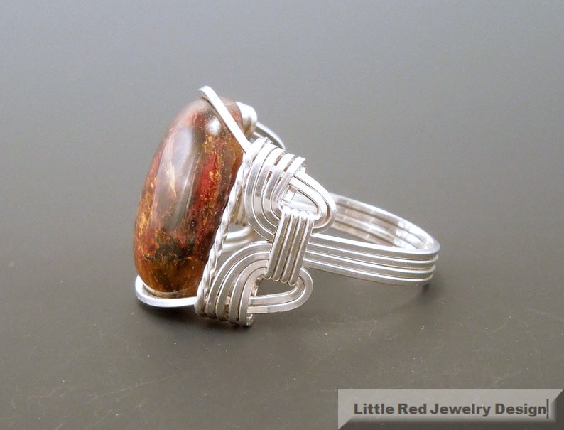 Sterling Silver Pietersite Cabochon Wire Wrapped Ring Etsy