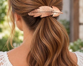 Large Copper Feather Barrette