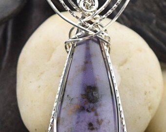 Sterling Silver Burro Creek Jasper Wire Wrapped Pendant