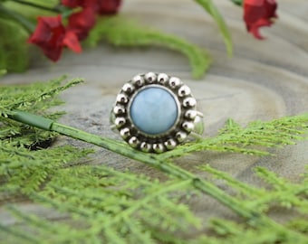 Handcrafted Sterling Silver Aquamarine Ring - Size 7 3/4