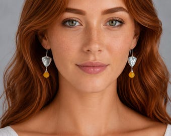 Handcrafted Sterling Silver and Orange Chalcedony Earrings