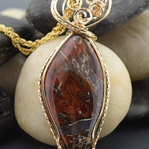 14KT Gold Filled Wire Wrapped Ankara Turkish Agate Pendant