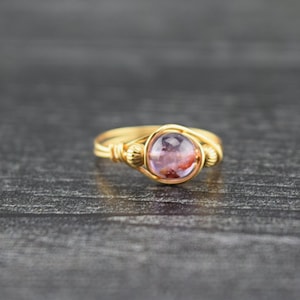 14 K Gold Filled Auralite 23 or Cacoxenite Amethyst Bead Ring