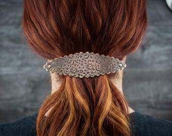 Large Copper Celestial Stars Sun and Moon Barrette