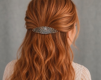 Copper Daisy Pattern Medium Barrette