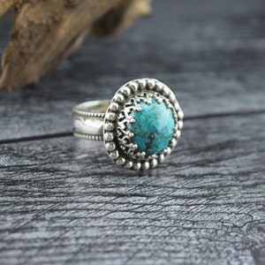 Handcrafted Sterling Silver Chrysocolla Ring - Size 7